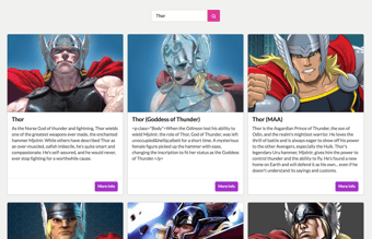 Link: Marvel API + Vuepack (Vue + Vuex)